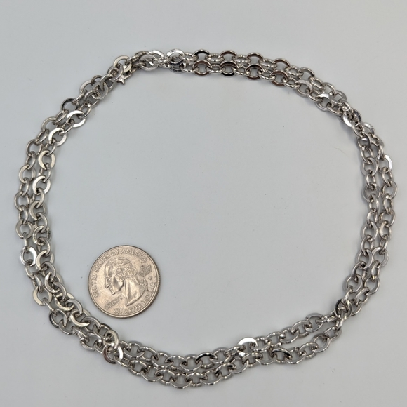 Vintage Long Silver tone Cable Oval links Monet Chain Necklace 28" - Picture 7 of 10